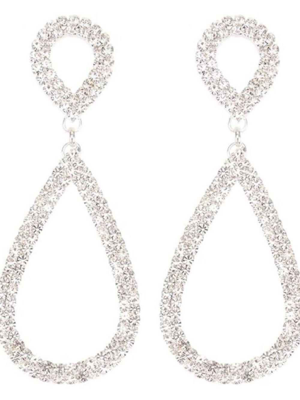 Rhinestone Teardrop Dangle Earrings Crystal Prom Statement Bridal Chandelier